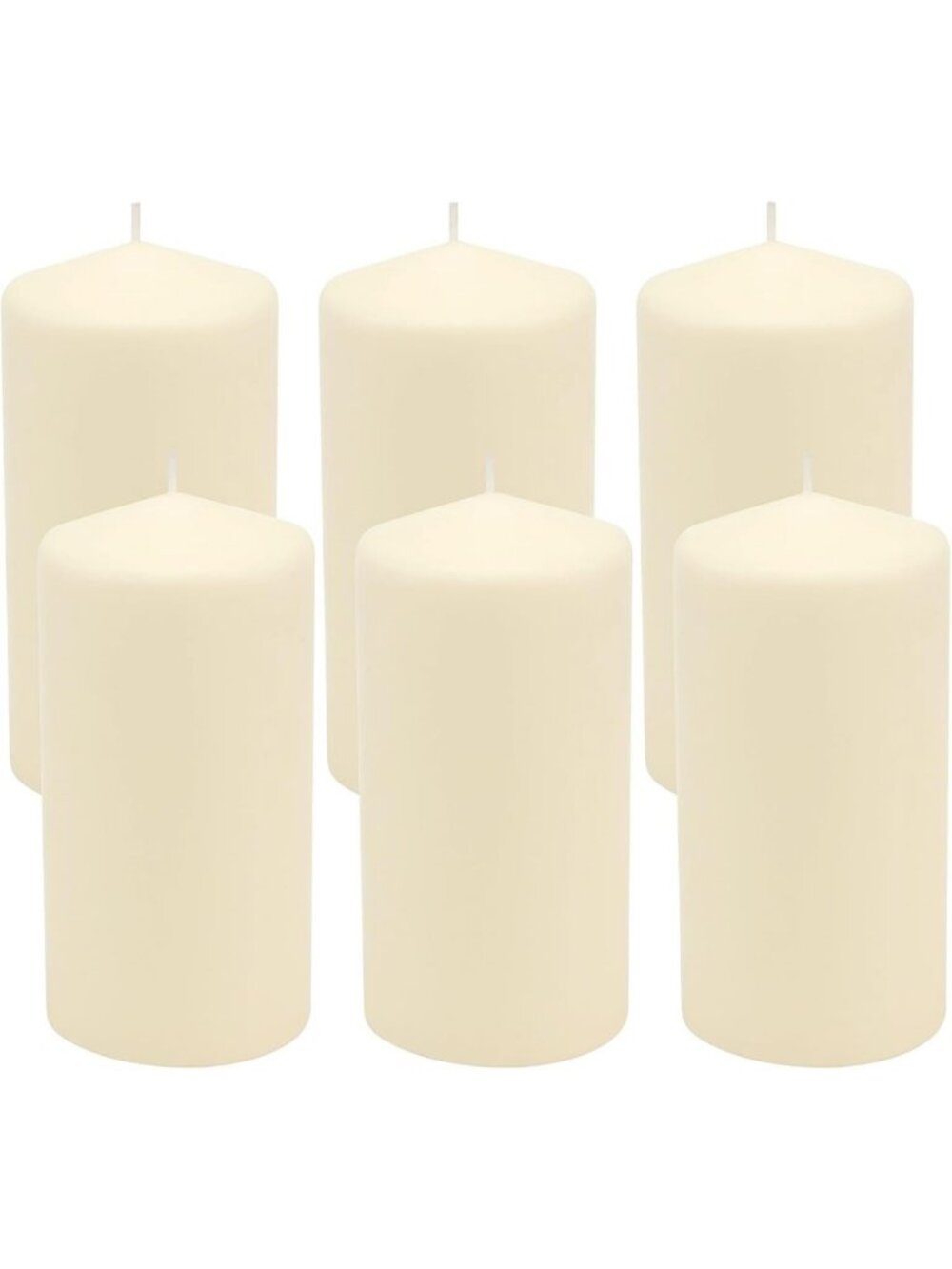 Long-Lasting Unscented Pillar Candles - 65 Hour Burn Time, Ivory, 3"x6", Pack of